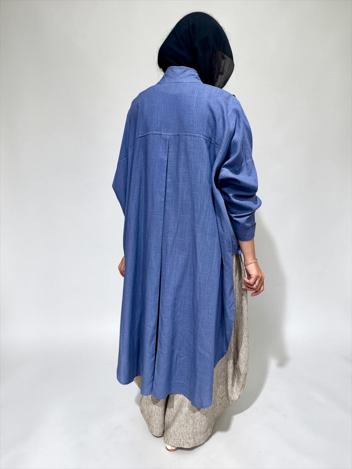 High low jacket with zipper in Blue