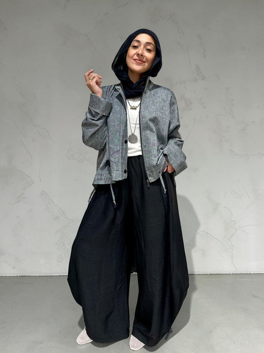 High low jacket with zipper in Gray