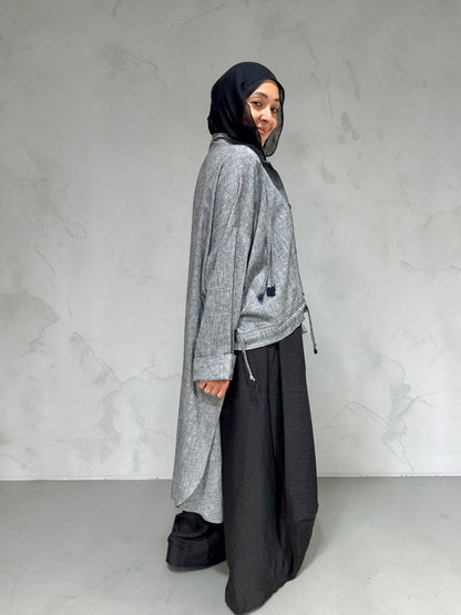 High low jacket with zipper in Gray