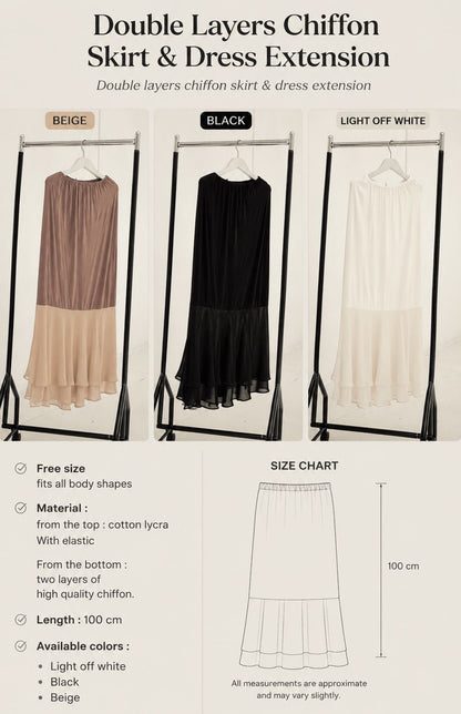 Chiffon dress  skirt extension in black