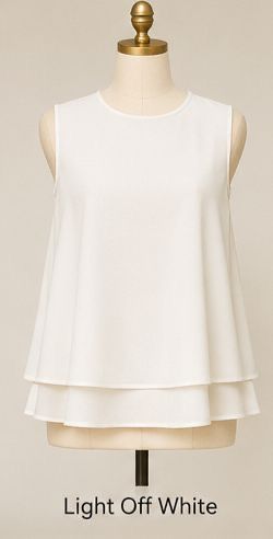 Double layers basic top in light off white