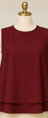 Double layers basic top in wine red
