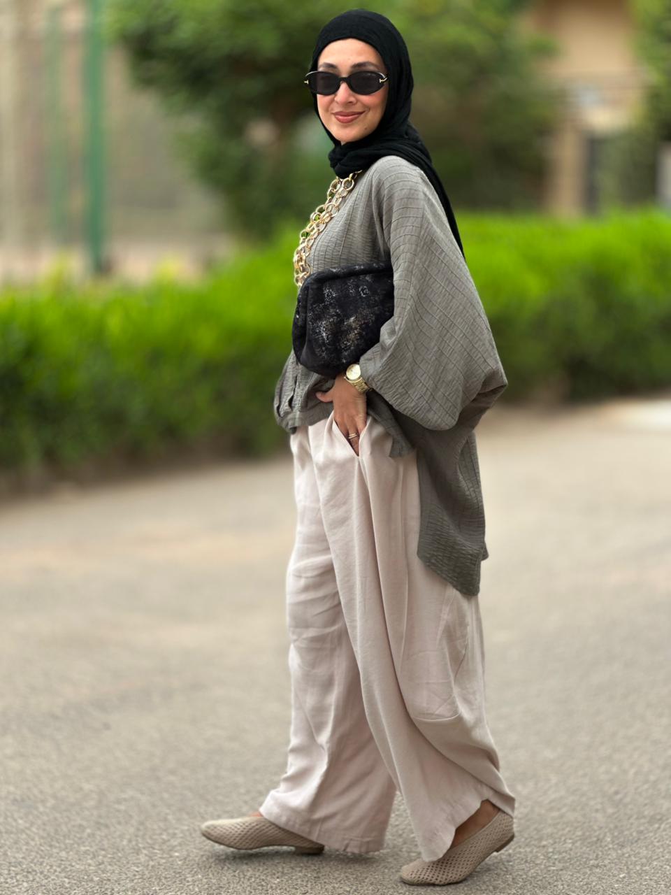 High low blouse in Olive