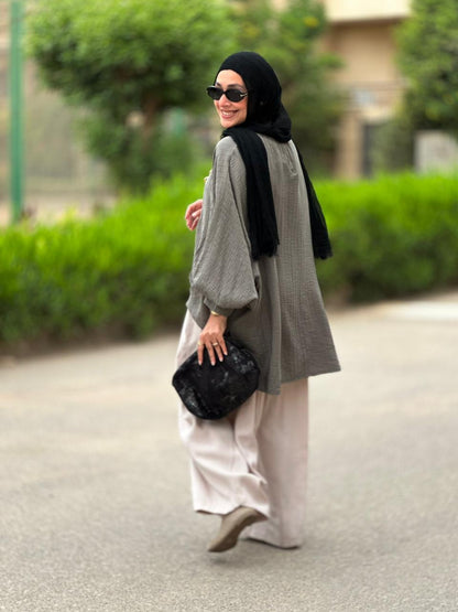High low blouse in Olive