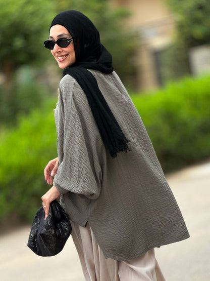 High low blouse in Olive