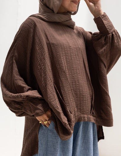 High low blouse in Brown