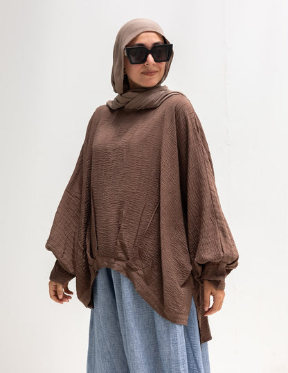 High low blouse in Brown