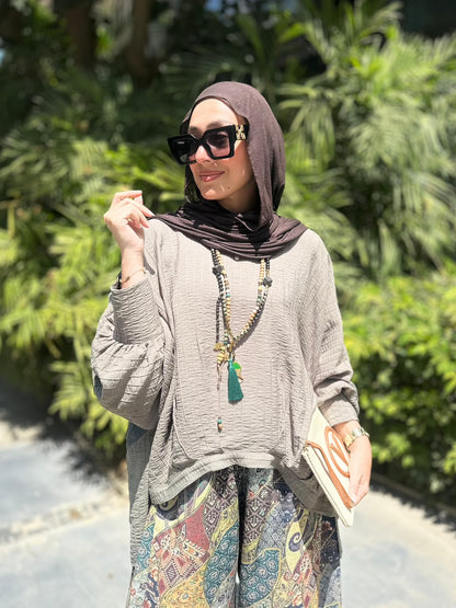 High low blouse in Light olive