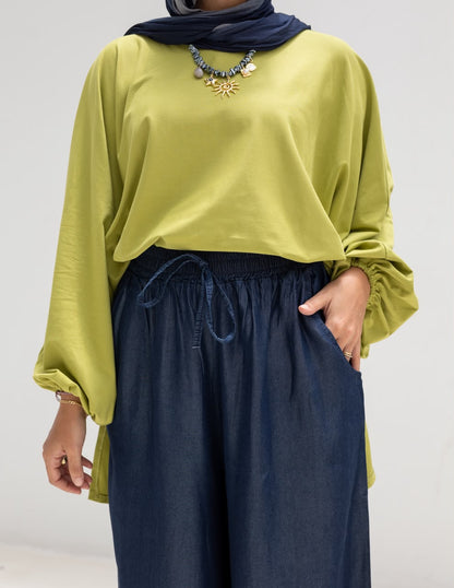 Wide leg Summer Denim pants in Dark Navy