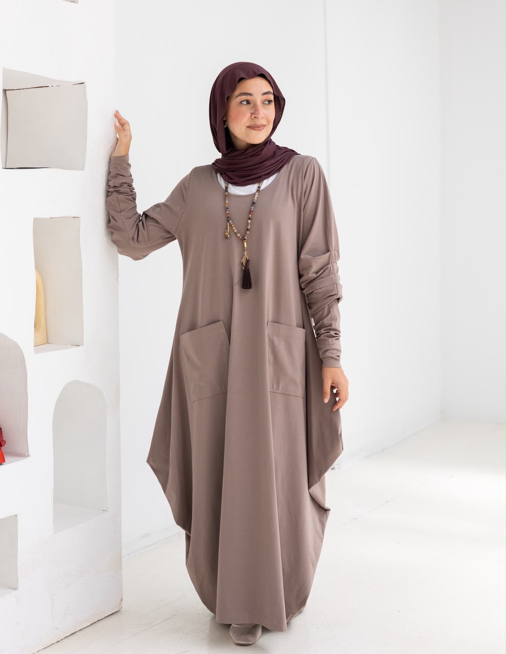 Pure cotton summer dress in Cafe