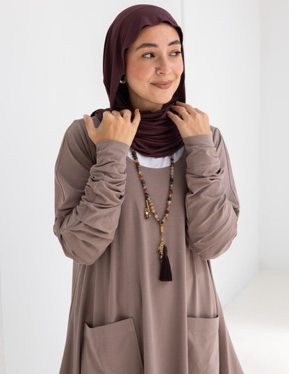 Pure cotton summer dress in Cafe
