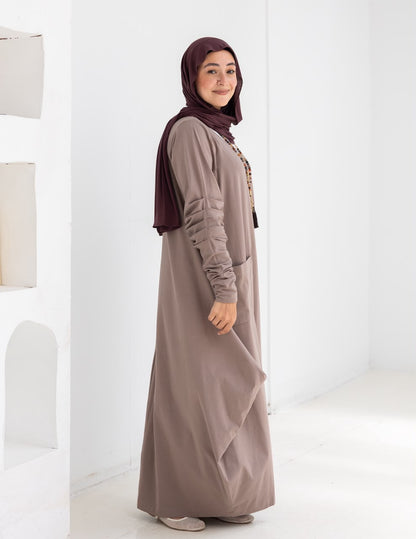 Pure cotton summer dress in Cafe