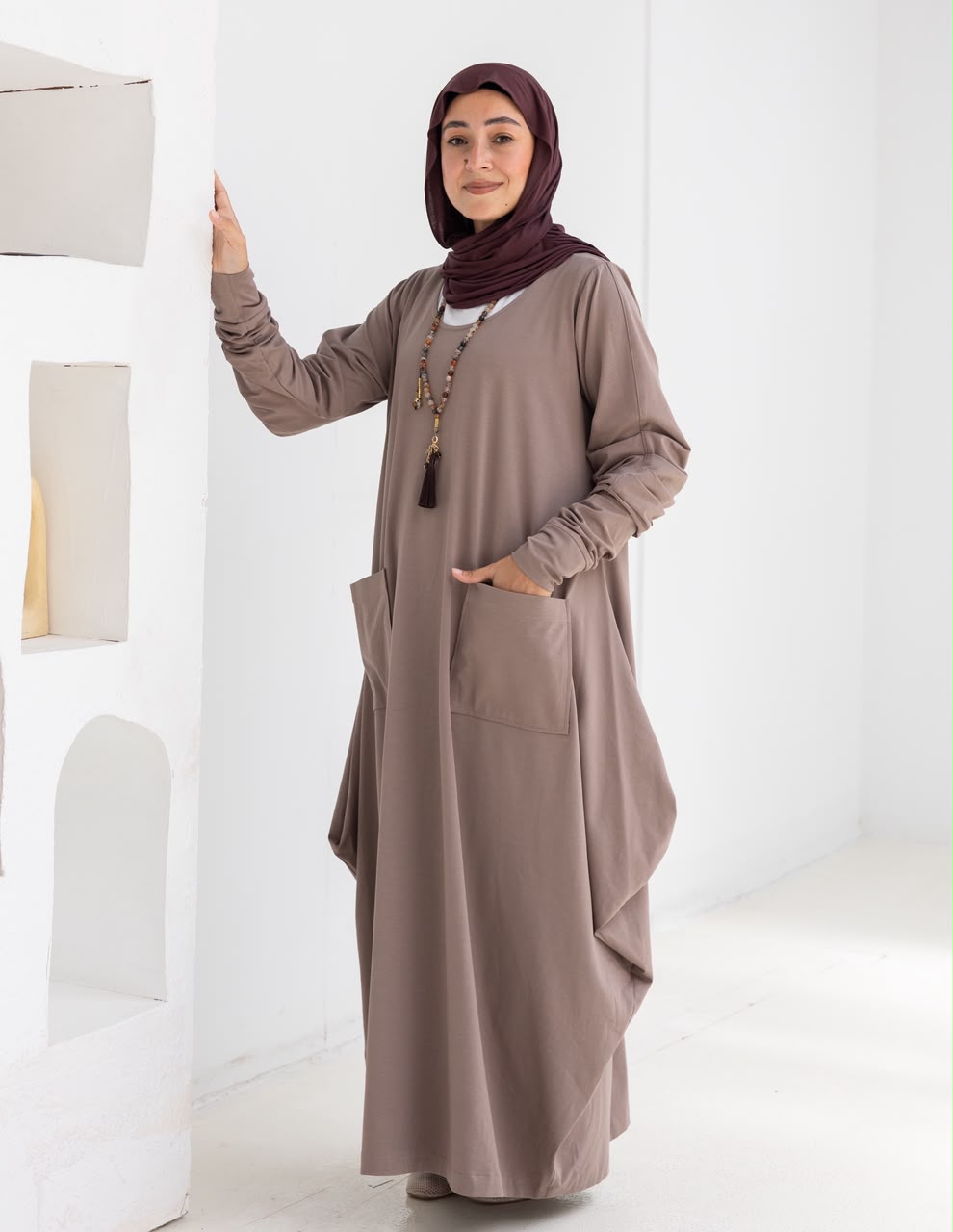 Pure cotton summer dress in Cafe