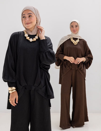 Evening soire elegant silk set in Black