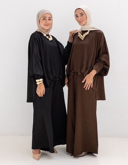 Evening soire elegant silk set in Black