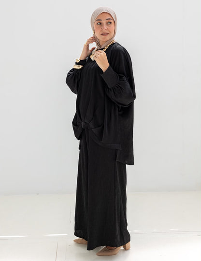 Evening soire elegant silk set in Black