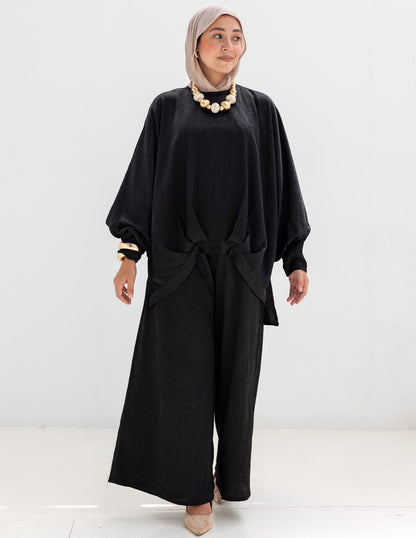 Evening soire elegant silk set in Black