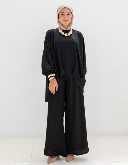 Evening soire elegant silk set in Black