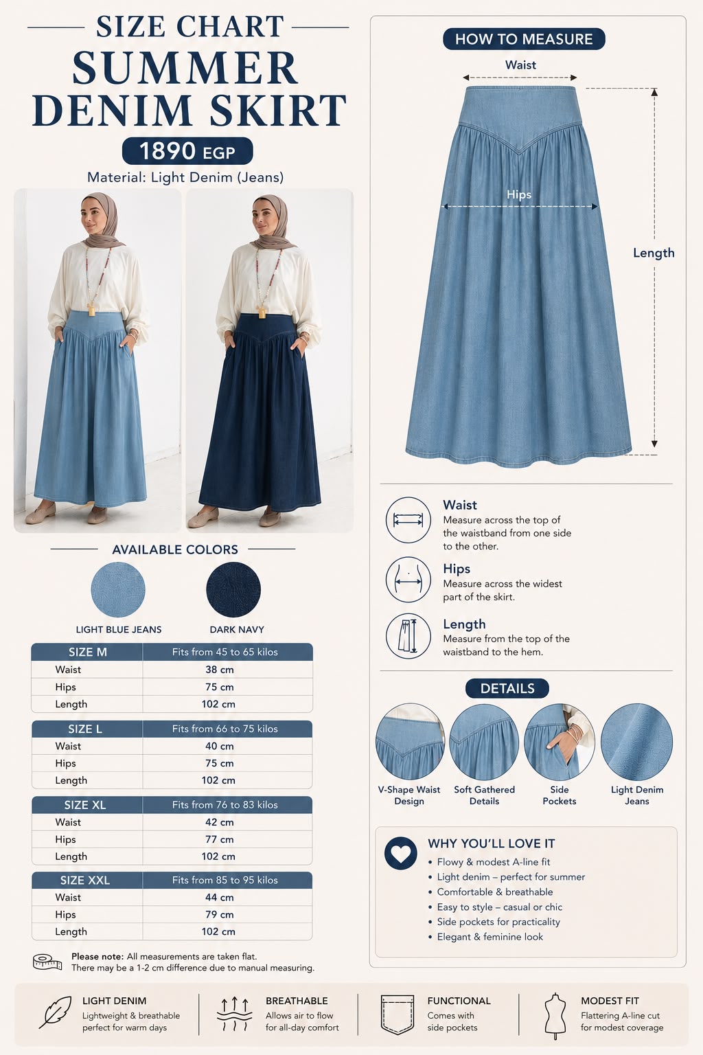 Summer Denim skirt in Light blue jeans