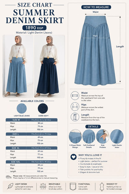 Summer Denim skirt in Light blue jeans