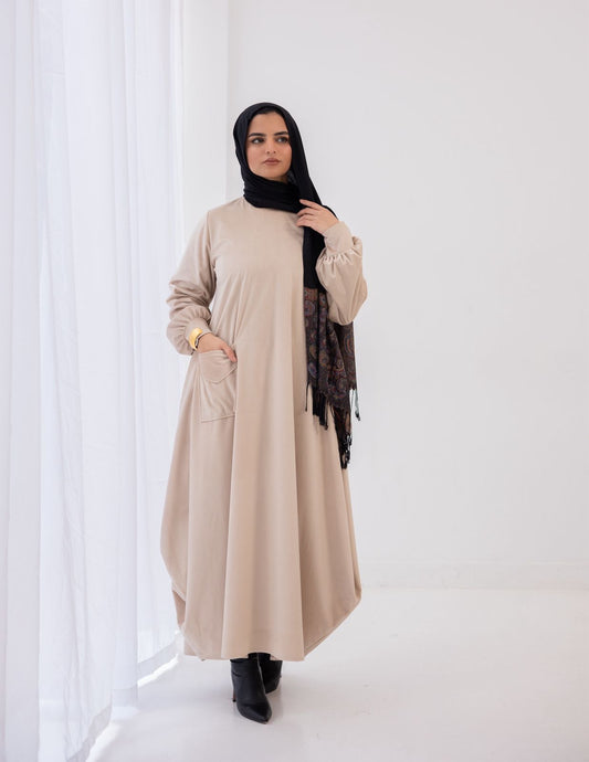 Velvet dress in Beige