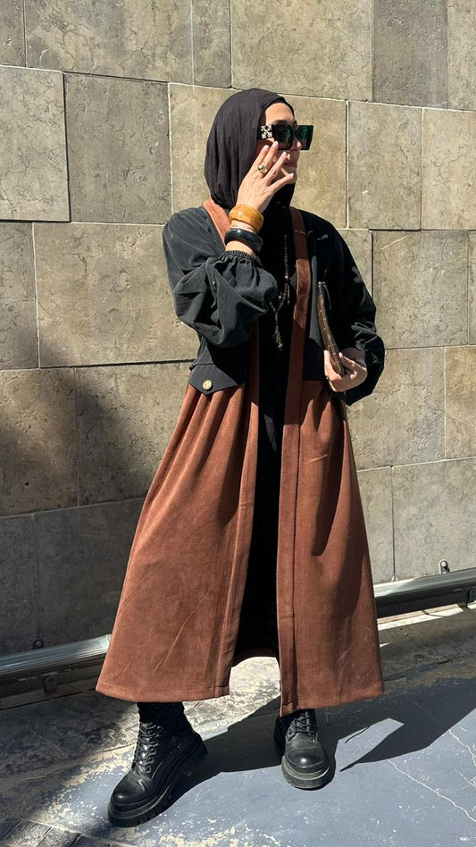 Denim & suede cardigan in Havan