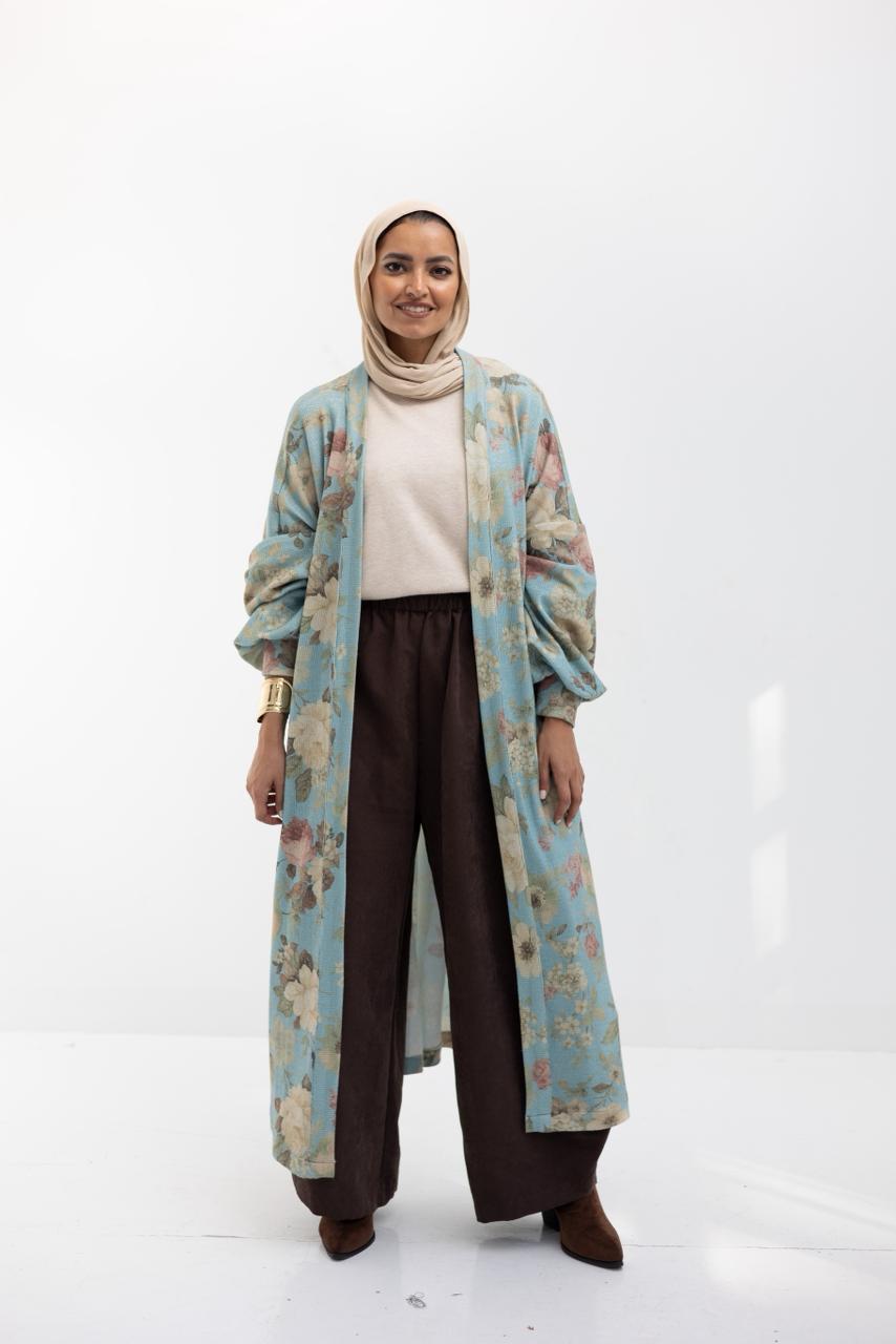 Knitted printed cardigan in Blue