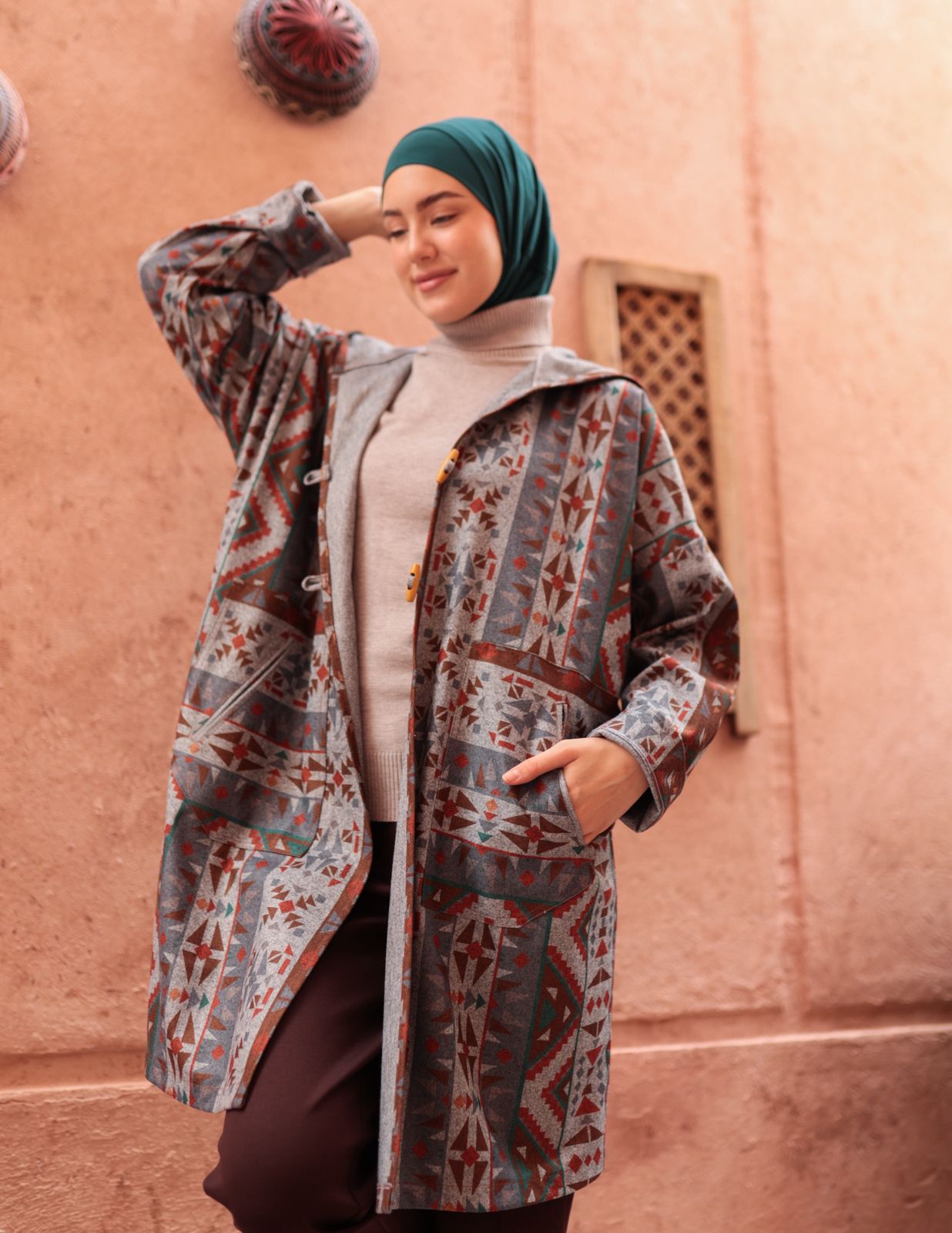 Woolen Mexican jacket in Red