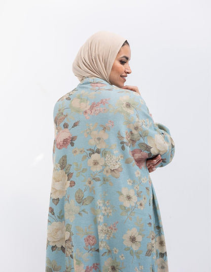 Knitted printed cardigan in Blue